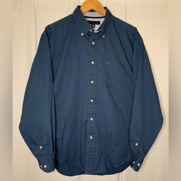 Tommy Hilfiger - Collard Button Down Dress Shirt Navy - Large - Picture 1 of 12